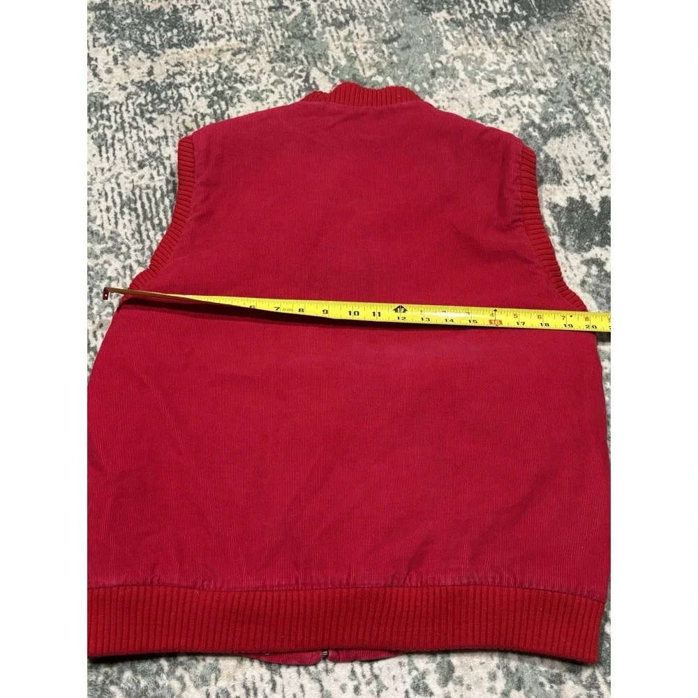 VINTAGE 1980's St. John's Bay Corduroy Vest Jacket Quilt Lined Large Red Zip Up